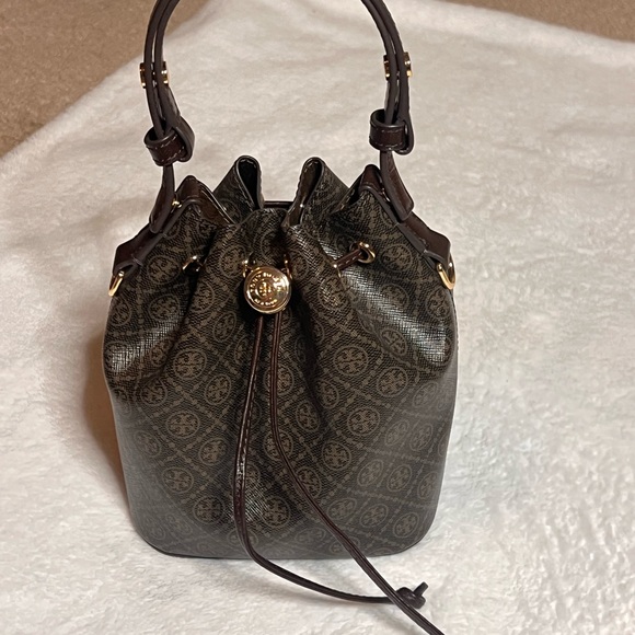 Tory Burch -T monogram Coated Canvas  Mini Bucket Bag - Picture 7 of 7